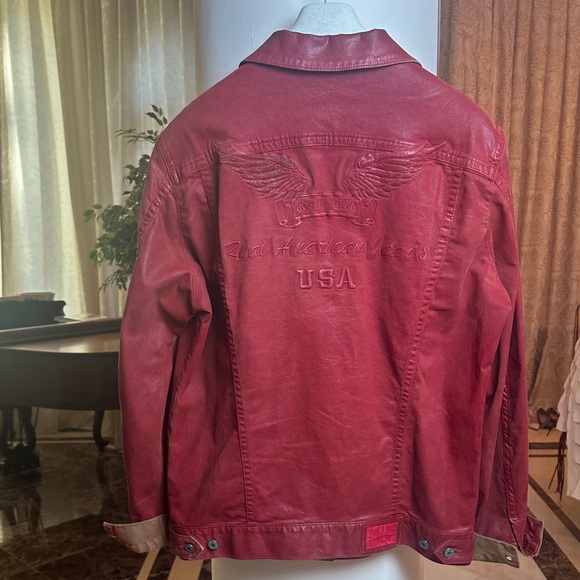Robin’s Jean Red Denim Jacket | Real American Jeans USA | Men’s Designer Jacket - Picture 2 of 12
